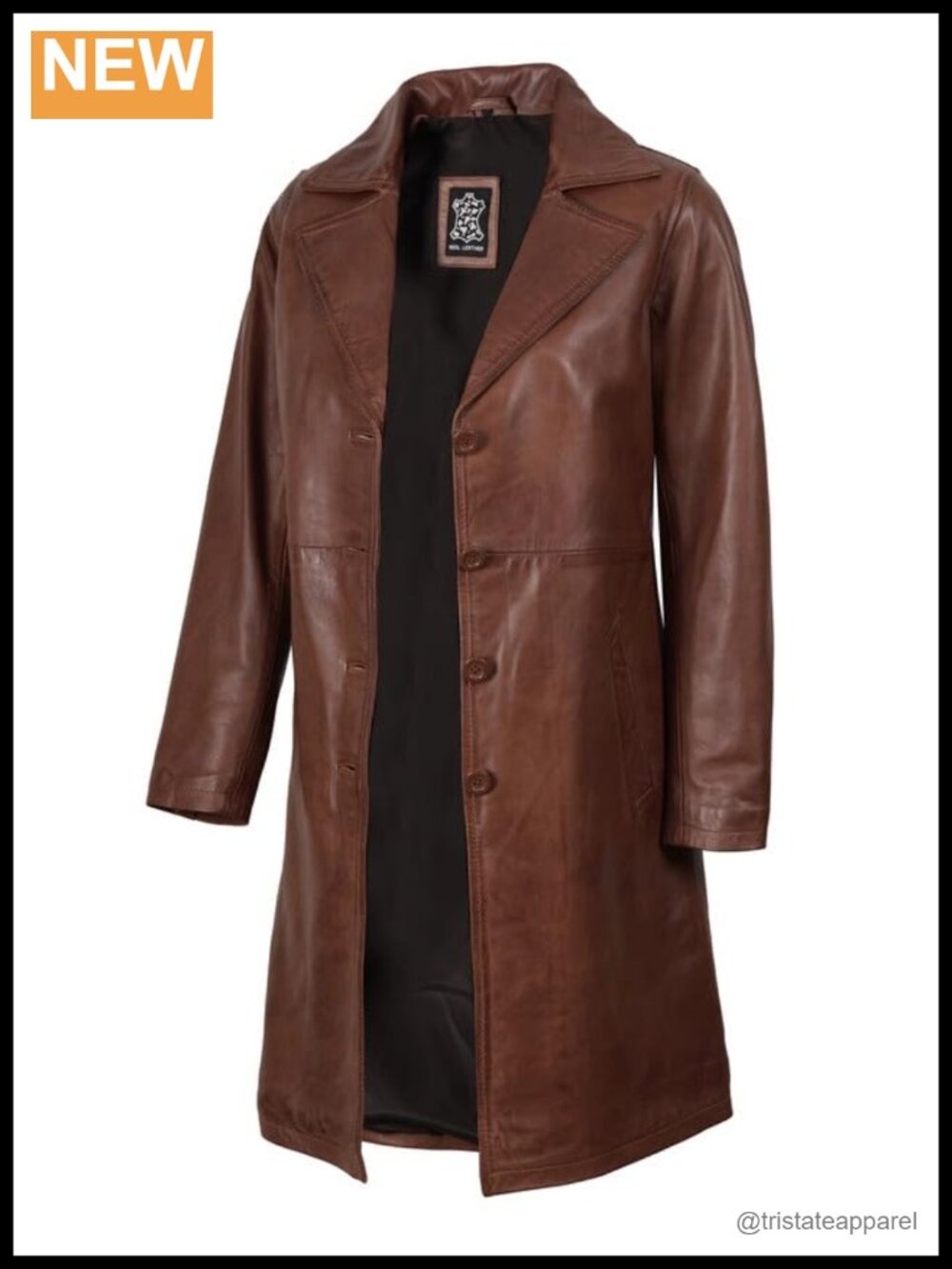 100% Real Lambskin Leather Long Coat Women Overcoat Button Closure